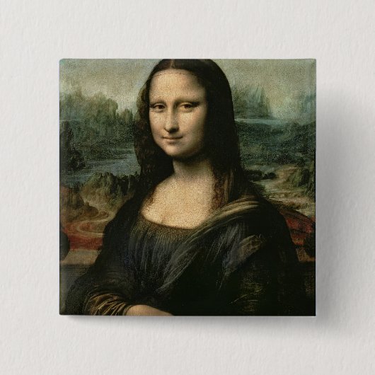 Mona Lisa, c.1503-6 Vierkante Button 5,1 Cm (Voorkant)