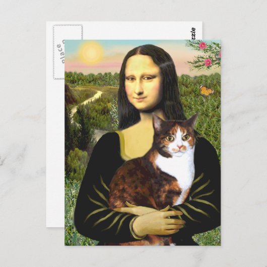 Mona Lisa - Calico kat Briefkaart (Voorkant / Achterkant)