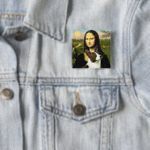 Mona Lisa - Cardigan Welsh Corgi Vierkante Button 5,1 Cm (In situ)