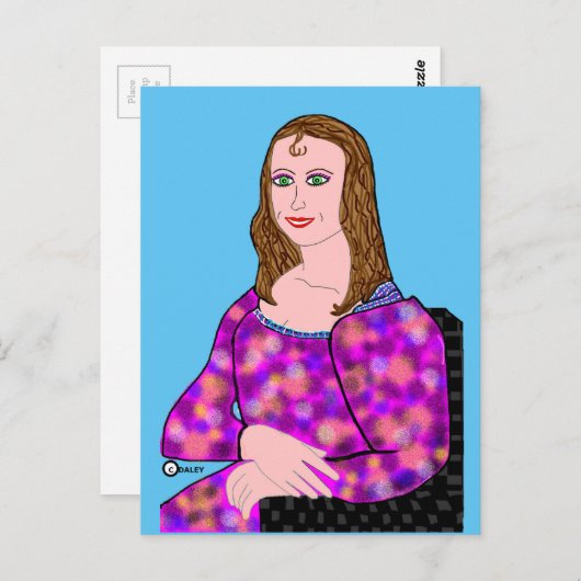 Mona Lisa Cartoon Afbeelding Briefkaart (Voorkant / Achterkant)