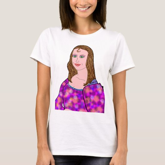 Mona Lisa Cartoon Afbeelding T-shirt (Voorkant)