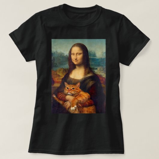 Mona Lisa + Cat T-Shirt T-Shirt (Design voorkant)