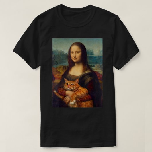 Mona Lisa + Cat T-Shirt T-Shirt (Design voorkant)