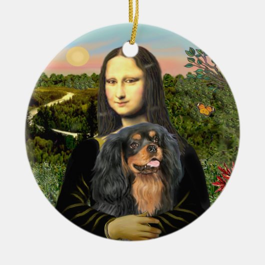 Mona Lisa - Cavalier (zwart/lichtbruin) Keramisch Ornament (Voorkant)