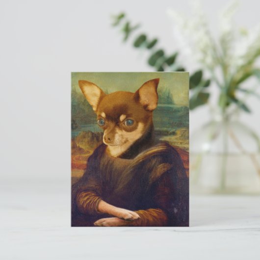 Mona Lisa Chihuahua - Gioconda Chihuahua Posrcard Briefkaart (Staand voorkant)