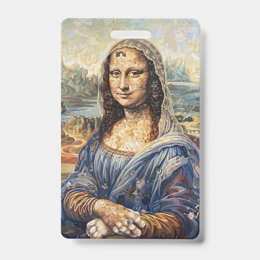 Mona Lisa collage art made with cat faces Badge (Voorzijde)