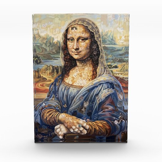Mona Lisa collage art made with cat faces Fotoblokken (Voorkant)