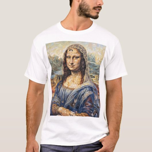 Mona Lisa collage art made with cat faces T-shirt (Voorkant)