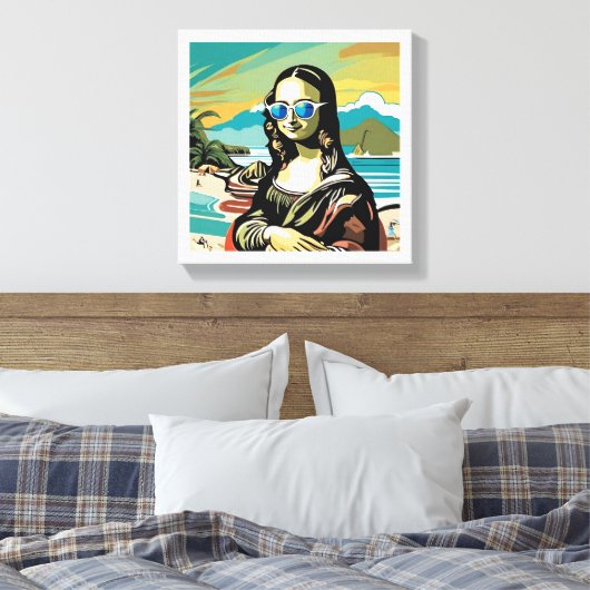 Mona Lisa Cool. Canvas Afdruk (Insitu (Slaapkamer))