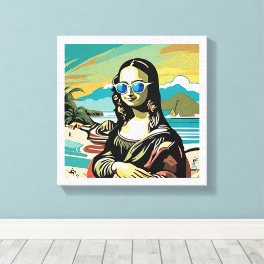 Mona Lisa Cool. Canvas Afdruk (Insitu (Houten vloer))