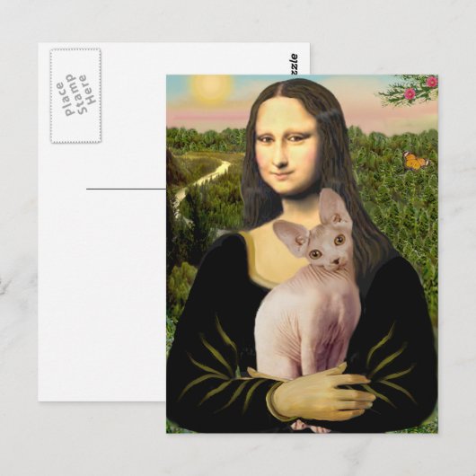 Mona Lisa - Crème Sphynx kat Briefkaart (Voorkant / Achterkant)