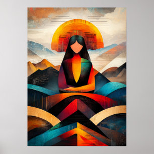 Mona Lisa - Cubistische Minimalistische Visie Poster