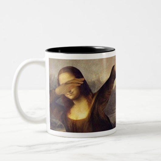 Mona Lisa Dabbing Tweekleurige Koffiemok (Links)