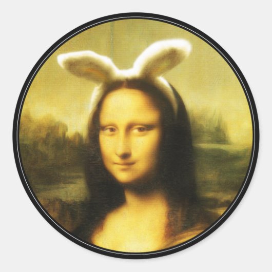 Mona Lisa, de paashaas Ronde Sticker (Voorkant)