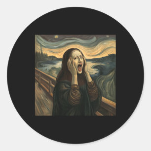 Mona Lisa De schreeuw Halloween Kostuum Party Art Ronde Sticker