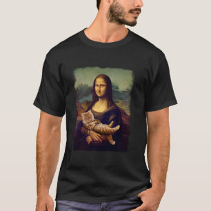 Mona Lisa die een kat vasthoudt Grappige kunstparo T-shirt