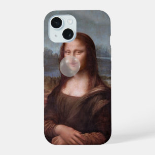 Mona Lisa die grijze kauwgom blaast iPhone 15 Case