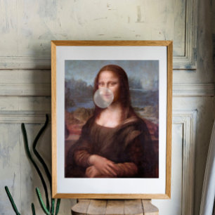 Mona Lisa die grijze kauwgom blaast Perfect Poster