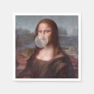 Mona Lisa die grijze kauwgom blaast Servet