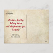 Mona Lisa die je gezond Vakantie Briefkaart wil (Achterkant)