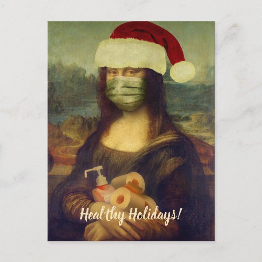 Mona Lisa die je gezond Vakantie Briefkaart wil (Voorkant)