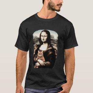 mona lisa die kat vasthoudt kitty voor kattenliefh t-shirt