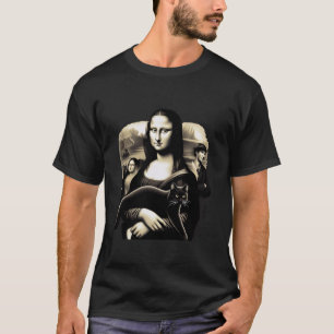 Mona lisa die kat vasthoudt voor kattenliefhebber t-shirt