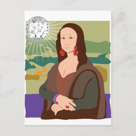 Mona Lisa Disco Lady Briefkaart (Voorkant)