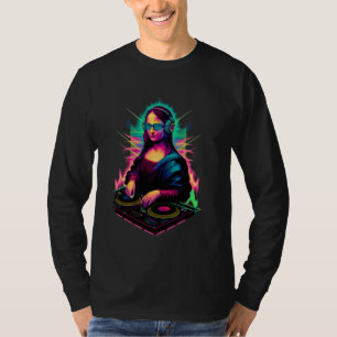 Mona Lisa DJ Techno Trance Rave EDM House Music Fe T-shirt