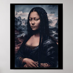 Mona Lisa Door Alphaone Black Afro Koningin Zwarte Poster
