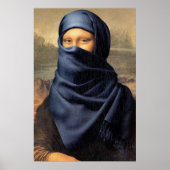Mona Lisa draagt een sjaal Leonardo da Vinci Poster (Voorkant)