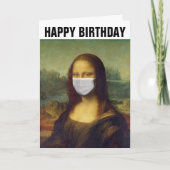 MONA LISA DRAAGT MASKER VERJAARDAG KAART (Voorkant)