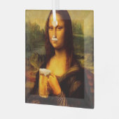 Mona Lisa drink bier, Beer lover Glas Ornament (Voorkant links)
