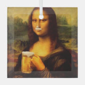 Mona Lisa drink bier, Beer lover Glas Ornament (Voorkant)