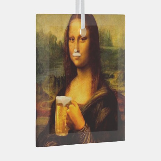 Mona Lisa drink bier, Beer lover Glas Ornament (Voorkant Rechts)