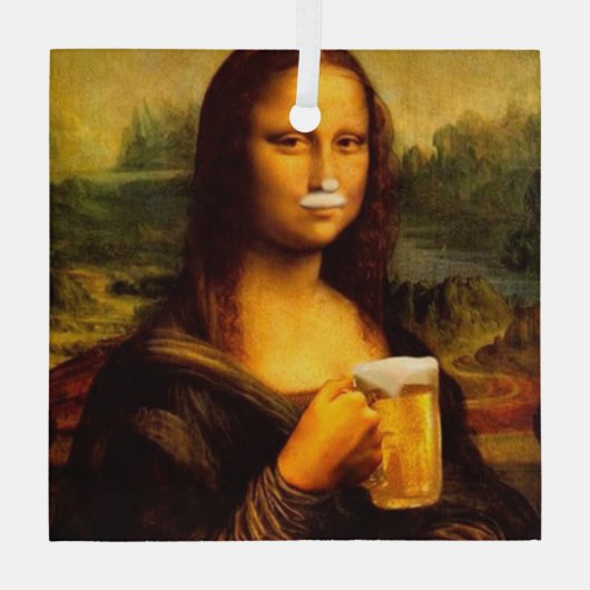 Mona Lisa drink bier, Beer lover Glas Ornament (Achterkant)