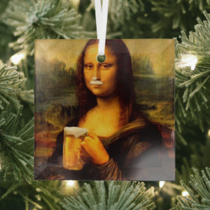 Mona Lisa drink bier, Beer lover Glas Ornament