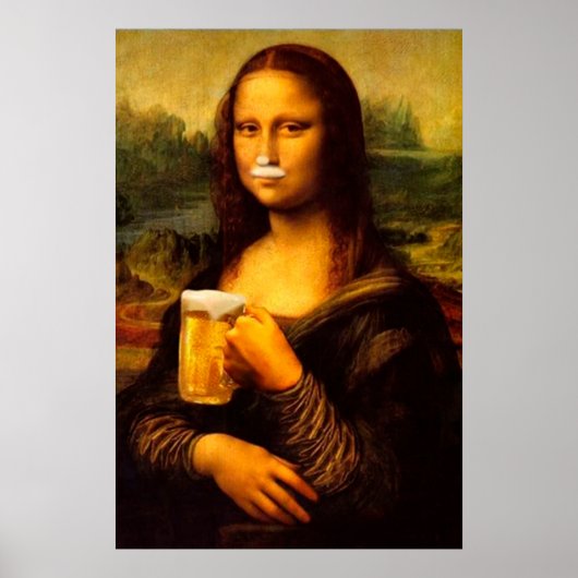 Mona Lisa drink bier Beer Poster (Voorkant)