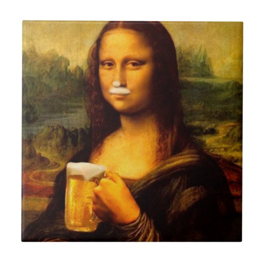 Mona Lisa drink bier Beer Tegeltje (Voorkant)