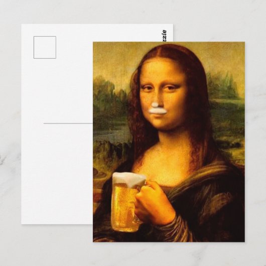 Mona Lisa drink bierbierliefhebbers Briefkaart (Voorkant / Achterkant)