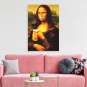 Mona Lisa drink bierbierliefhebbers Canvas Afdruk (Insitu (Woonkamer))