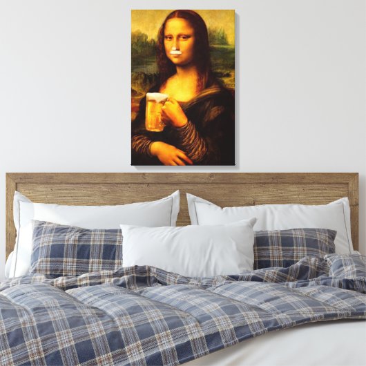 Mona Lisa drink bierbierliefhebbers Canvas Afdruk (Insitu (Slaapkamer))