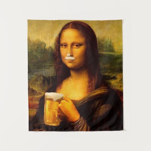 Mona Lisa drink bierbierliefhebbers Wandkleed (Voorkant)