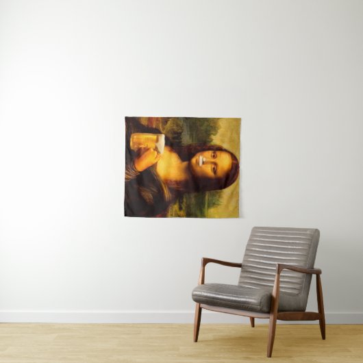 Mona Lisa drink bierbierliefhebbers Wandkleed (In Situ (horizontaal))