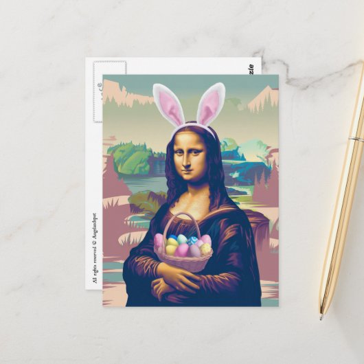 Mona Lisa Easter Briefkaart (Voorkant / Achterkant in situ)