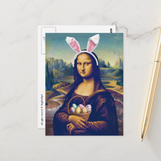 Mona Lisa Easter Briefkaart (Voorkant / Achterkant in situ)