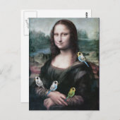 Mona Lisa en Budgies Briefkaart (Voorkant / Achterkant)