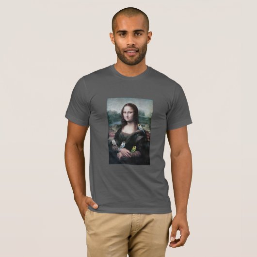 Mona Lisa en Budgies T-shirt (Voorkant volledig)