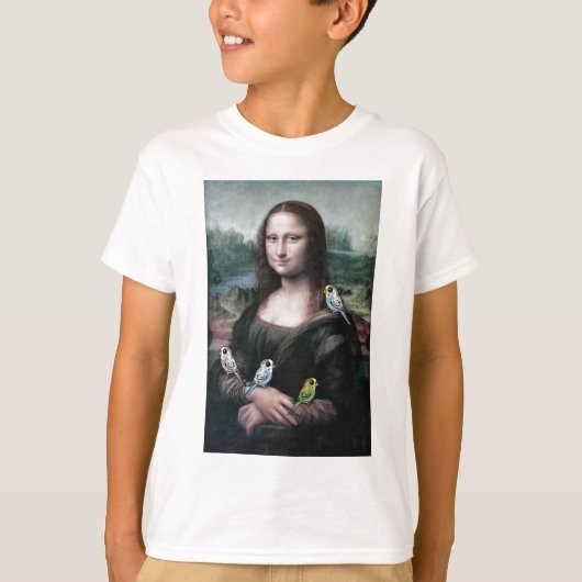 Mona Lisa en Budgies T-shirt (Voorkant)