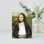Mona Lisa en de witte kat Briefkaart (Staand voorkant)